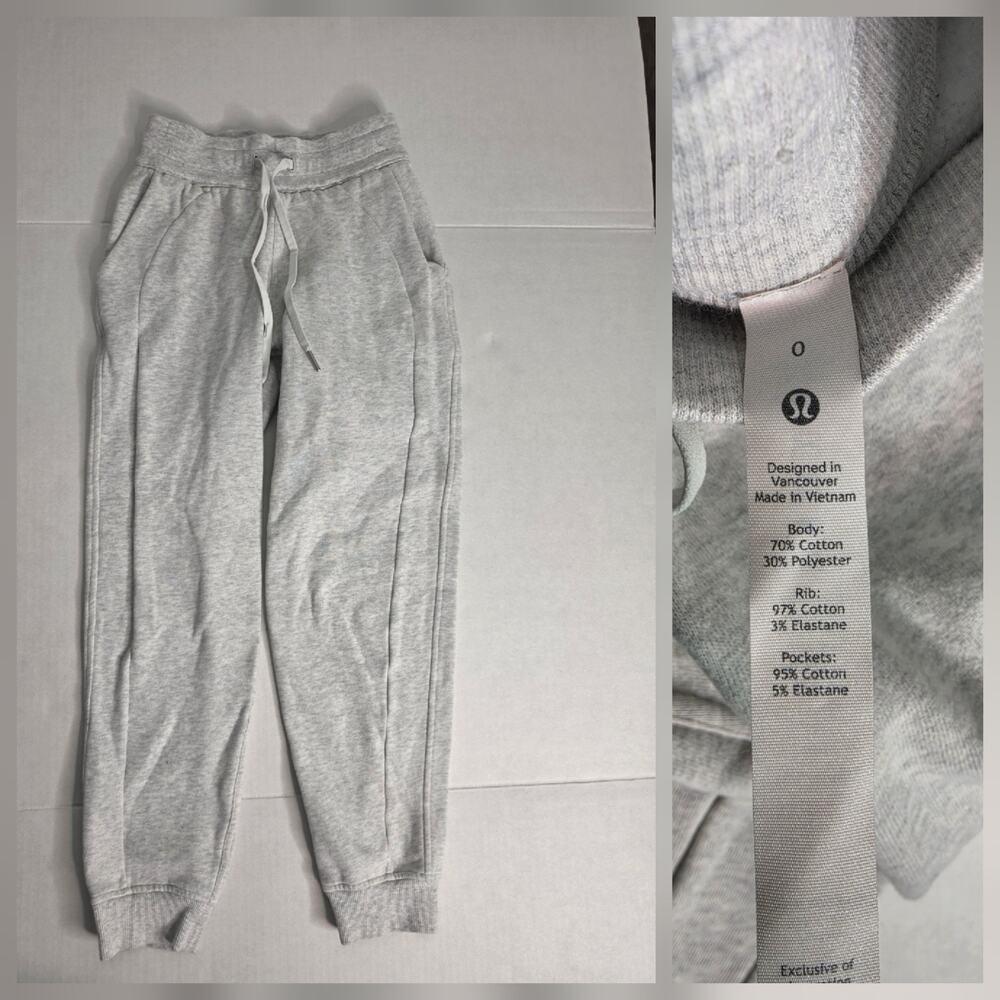 Lululemon Scuba Jogger Pants Womens Sz 0 High Rise Pockets Athletic Light Gray